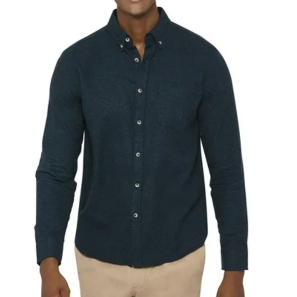 Men's flannel button up teal Jaspe cotton Shirt,  men's Size 2XL NWT - Picture 9 of 10